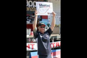 Dave Hellett with his Mustad Master Baiter prizes.