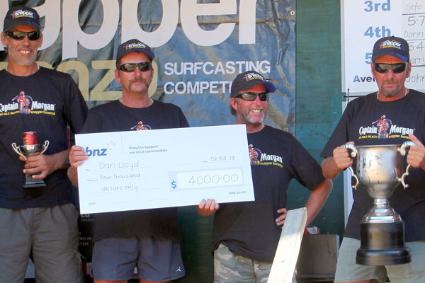 Overall Team Winners (from right) Dan Lloyd, Steve Doak, Dave Lloyd and Mouse Gamble won $4,000 and the World Cup Trophy